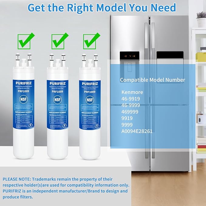 Refrigerator Water Filter Compatible with Kenmore 9999, 469999, 46-9999, A0094E28261 Water and Ice, NSF Certified, 6 Month / 300 Gallon, 2 Pack