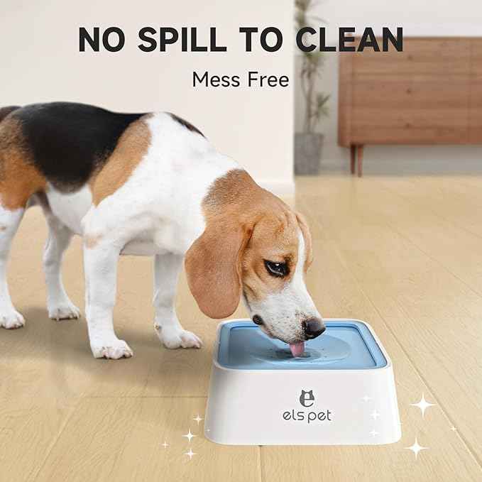 ELS PET No Spill Dog & Cat Bowl - 70oz/2L Large Capacity Travel Water Dispenser (Blue)