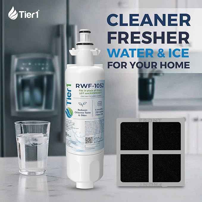 Tier1 RWF1052 ADQ36006101 Refrigerator Water & Air Filter Combo | Replacement for LG LT700P & Kenmore 9690 Fridge Filter - Lasts up to 6 Months | Easy Install | Odor Control | Great Tasting Water