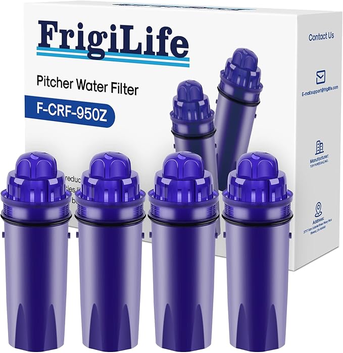 Pitcher Water Filter Replacement with Pur CRF950Z, CRF-950Z, DS-1800Z, PPT700W, CR-1100C, PPT711W, CR-6000C, PPT710W, PPF900Z, Compatible with more PUR Pitchers Dispensers, 4PACK