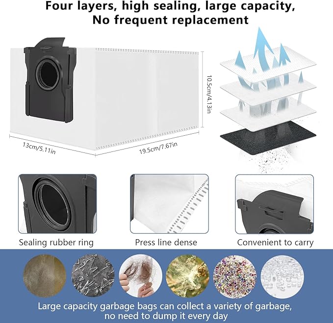 Yivy 21 Pcs Parts for Dreame X40 Ultra/L40 Ultra /X40 Master/Mova P50 Pro Ultra/Mova P10 Pro Ultra replacement: 4 Carbon HEPA filter, 4 Side Brushes,4Carbon dust Bags, 6 Mop Cloth - AquaVibe