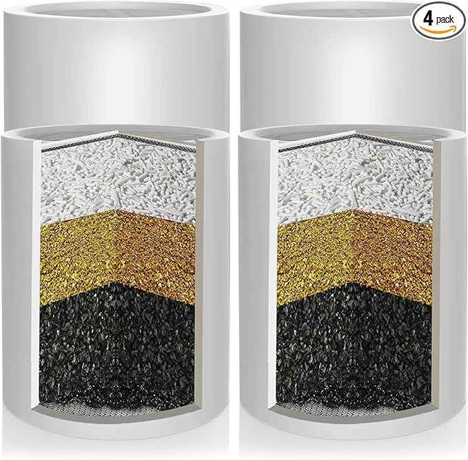 Enhanced Formula Multi-Stage Shower Filter Cartridge,High output Universal replacement filter cartridge, Remove Chlorine Heavy Metals and Other Sediments, Reduces Dry Itchy Skin, Dandruff（Pack of 4)