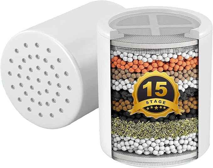 2PCS Shower Filter Replacement Cartridge for Aqua Bliss SF100 SF220,15 Stage Shower Filter for Hard Water Chlorine Reducing Shower Water Head Filter Cartridge,High Output Revitalizing Shower Filter