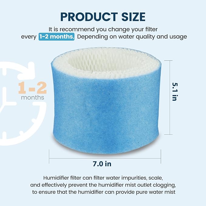 Colorfullife 6 Pack Premium Hac504 Humidifier Filters for Honeywell Humidifier HAC-504 HAC-504AW HAC504V1 HCM350 HCM-530 HCM-600 HCM-710 HEV-312, Upgraded Blue Pre-Filter Replacement Wicking Filter A - AquaVibe
