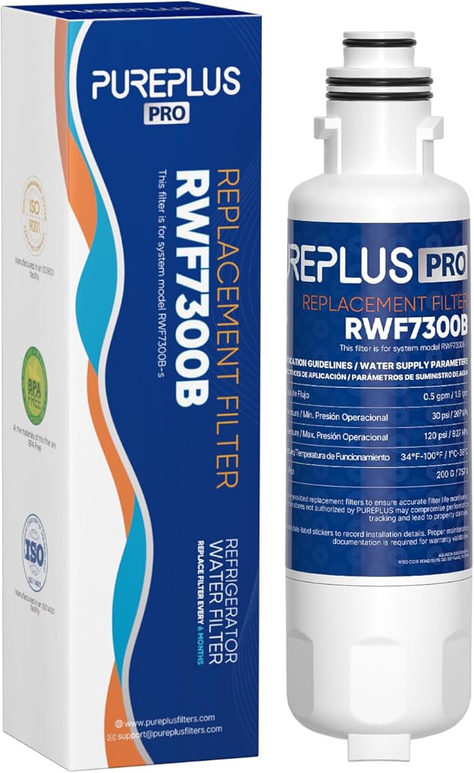 PUREPLUS HX2019FR-A Refrigerator Water Filter, Compatible with Hisense HX2019FR-A, HX2019F-A, HRM260N6TSE, HRFD560SW, HRCD585BW, HRFD634BW, HRCD650BW, HRCD586TBWB, Mora MRM260N6TSE, 1PACK