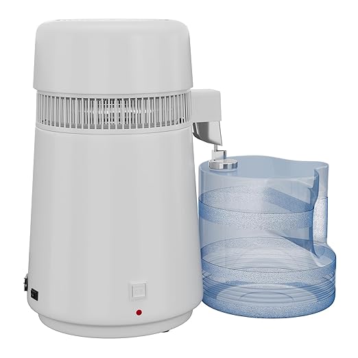 GarveeHome Water Distillers for Home Countertop, 1Gal/4L Stainless Steel Distilled Water Machine with Glass Container, 750W Desktop Drinking Purifier Filter Distilling Kit