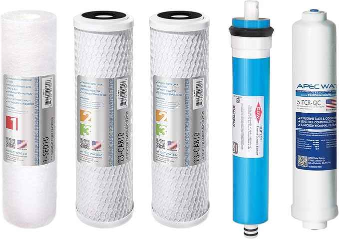 APEC FILTER-MAX90 US Made 90 GPD Complete Replacement Filter Set & Replacement ORing for ROES-50 3.5" OD Reverse Osmosis Water Filter Housings