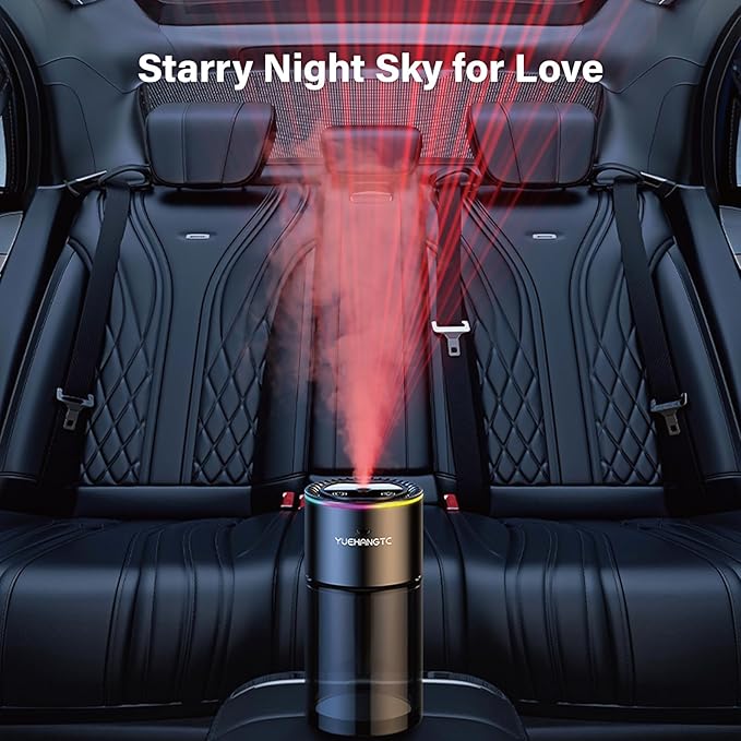 Smart Car Air Freshener for Men, Car Diffuser with 180ml Large Volume for 7 Months, Auto On/Off & 3 Adjustable Modes, RGB Music Syncing Light, Perfect for car, Bedroom and Office (Ocean)