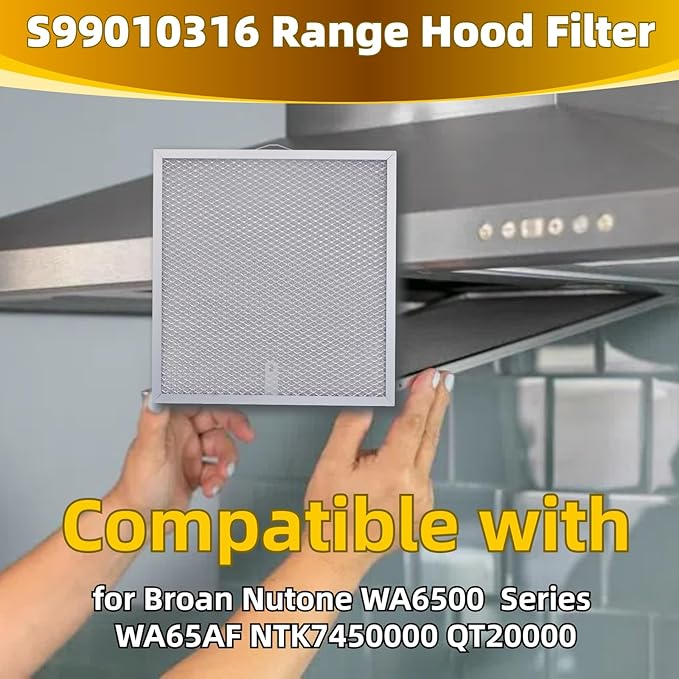 99010316 Range Hood Grease Filter - 11 1/4" x 11 3/4" Kitchen Mesh Hood Vent Filter, Replaceable Range Hood Filter for WA65AF, NTK7450000, 990721400, 990721400A (2 Pack) - AquaVibe
