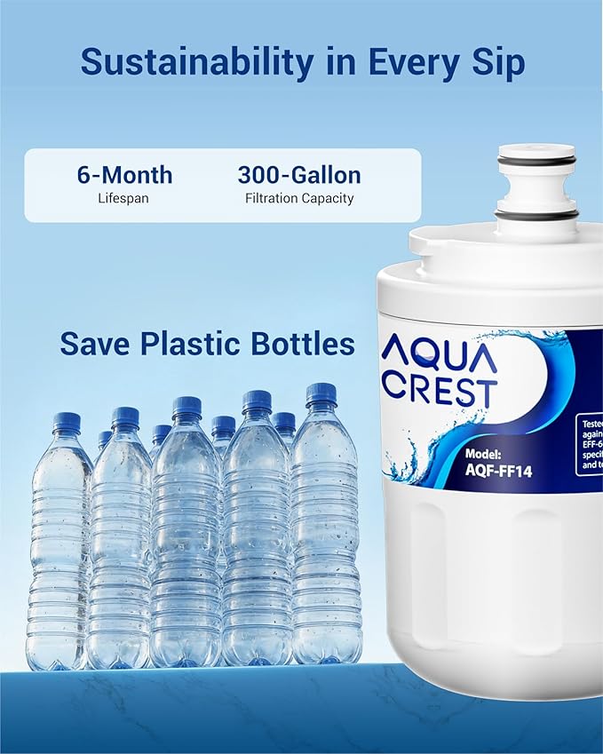 AQUACREST UKF7003 Refrigerator Water Filter, Replacement for Maytag UKF7003, UKF7002AXX, Whirlpool EDR7D1, UKF7003AXX, UKF7002, 7003AXXP, UKF7001AXX, UKF6001AXX, UKF5001, 2 PACK