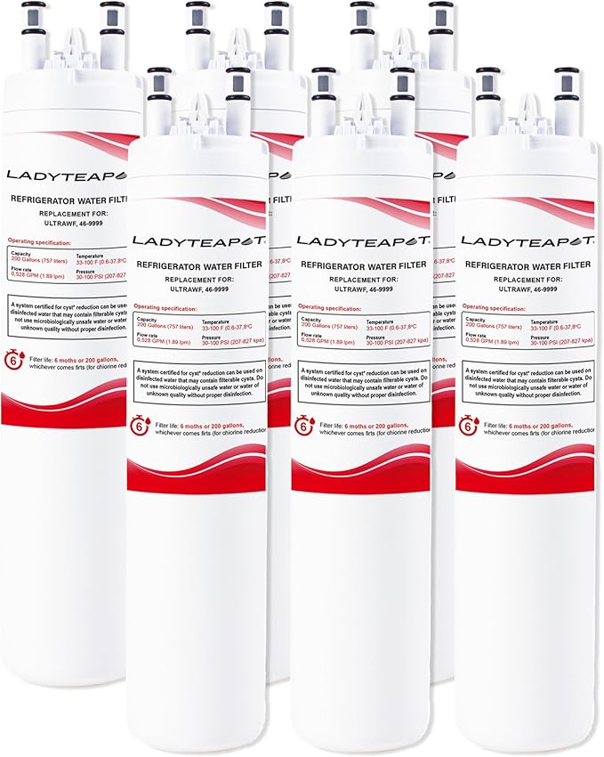 Filter Replacement Water, Compatible with Frigidaire ULTRAWF, Pure Source Ultra, Kenmore 9999, 469999, 46-9999, A0094E28261, Height 11 inches (6-Pack)