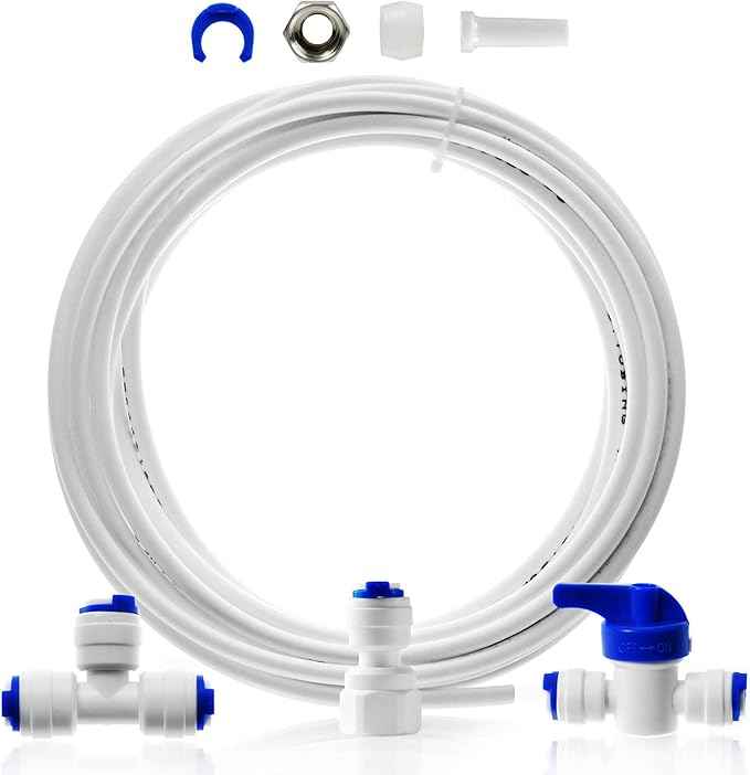 iSpring RCC7AK-BLK, 75 GPD Alkaline 6-Stage Reverse Osmosis System with Stylish Black RO Faucet & ICEK Ultra Safe Fridge Water Line Connection and Ice Maker Installation Kit