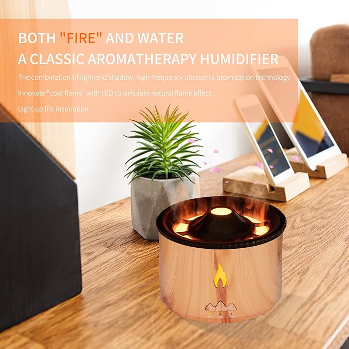 Eessential Oil Diffuser 360 ML,Aroma Volcano and Flame Air Diffuser/Humidifier, 1.76 floz Hotel Diffuser Oil,Diffusers for Home,Bedroom