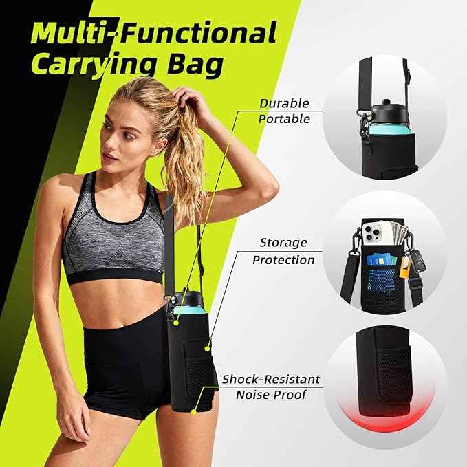 40 oz Insulated Water Bottle with Straw & Spout Lids, Paracord Handle, Bottle Holder with Strap, 40 oz Stainless Steel Water Bottle Cold for 48H, Vacuum Metal Thermal Flask for Work Travel