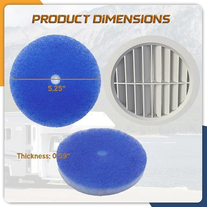 10 Pack RV Air Conditioner Filter 5.25” Round RV AC Filters Replacement with Central Hole MERV 8 Rated RV Vent Filters - AquaVibe