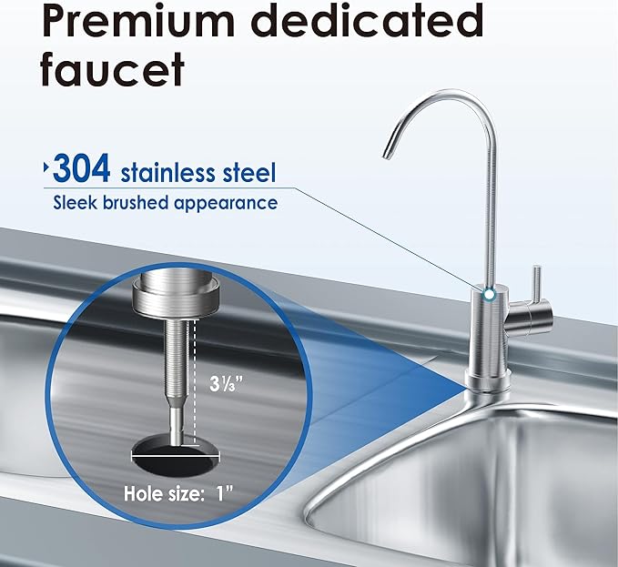 Waterdrop 10UBW-UF 0.01 μm Ultra Filtration Under Sink Water Filter System for Baçtёria Reduction, Reduces Lead, Chlorine, Bad Taste & Odor, 8K Gallons, with Dedicated Faucet, USA Tech