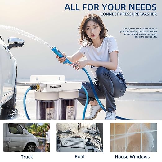 Filterelated Deionized and Stain Free car Washing Device Water System,Spotless,Suitable for All Vehicles,RVs,Windows,Boats,Airplanes,etc.Without The Need for Towel Drying（Resin Color Change Display）