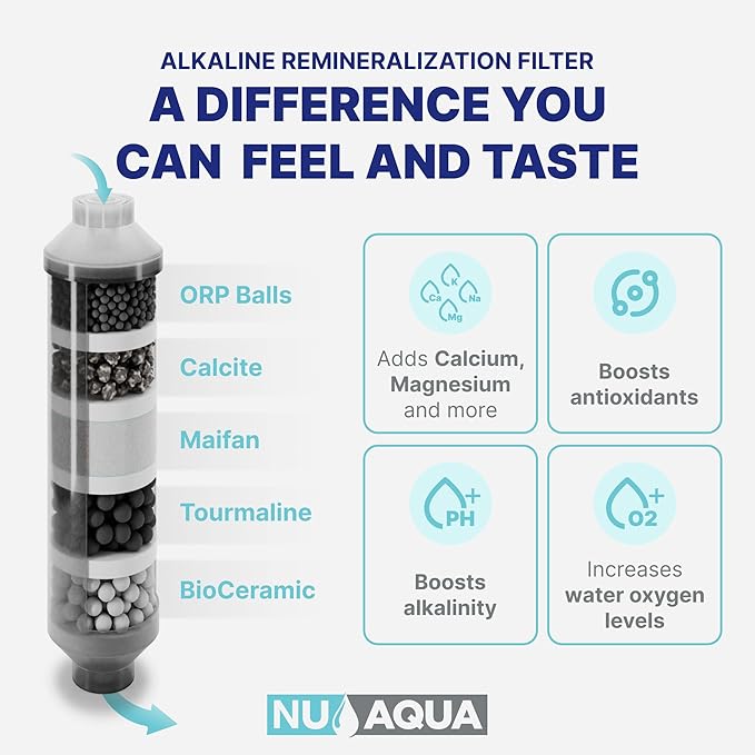 NU Aqua 7-Stage UV and Alkaline Under Sink Reverse Osmosis Water Filter System with Booster Pump + 3-Stage Whole House Water Filtration System - RO Filtration - Faucet & Tank