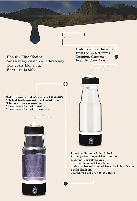 Hydrogen Rich Health Cup, 3 Minutes Electrolyzed USB Charging Portable Hydrogen Water Generator, Help Improve Sleep Quality, for Health Preserving