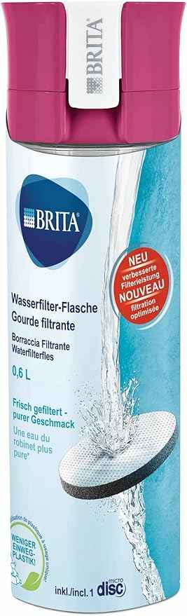 BRITA Fill and Go Vital Water Filter Bottle, Pink, Pack of 1