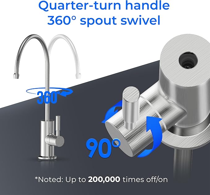 Waterdrop Filtered Water Faucet, Drinking Water Faucet, Reverse Osmosis Faucet, RO Faucet, RO Water Faucet, Water Filter Faucet for Kitchen Sink, Water Dispenser Faucet, Stainless Steel, Lead-Free