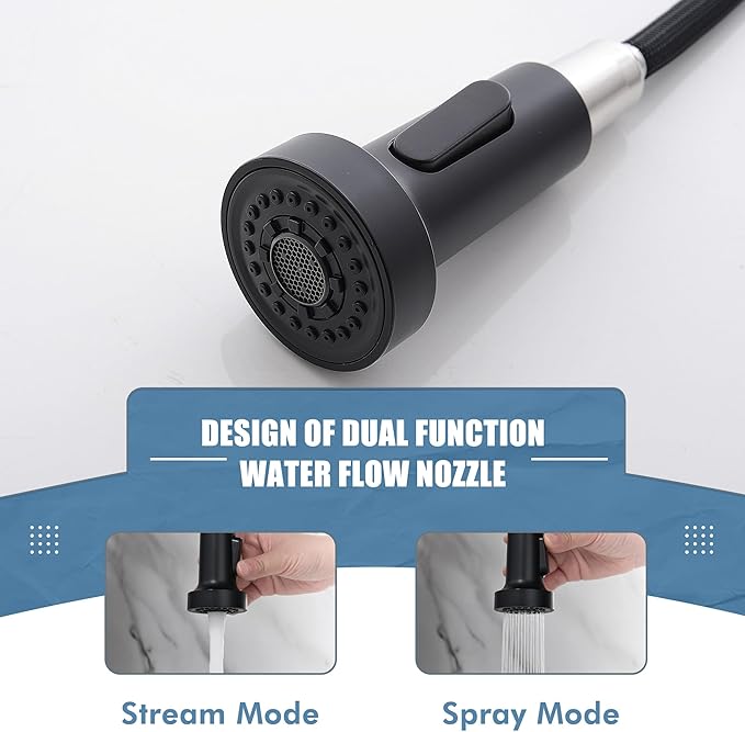 GIMILI Black and Gold Kitchen Faucet with Pull Down Sprayer Single Hole Stainless Steel Sink Faucet, Suitable for Farmhouses, RV, Laundry Room, Outdoor, and Campers. Llave para fregadero de cocina