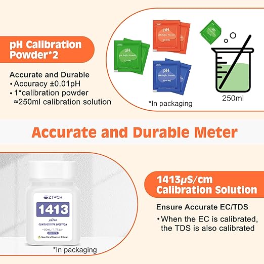 pH Meter for Water, Smart pH TDS EC Meter for Water Hydroponic, 4 in 1 pH Conductivity PPM Temp Meter for Drinking Water, Brewing, Aquarium, Pool, Spa