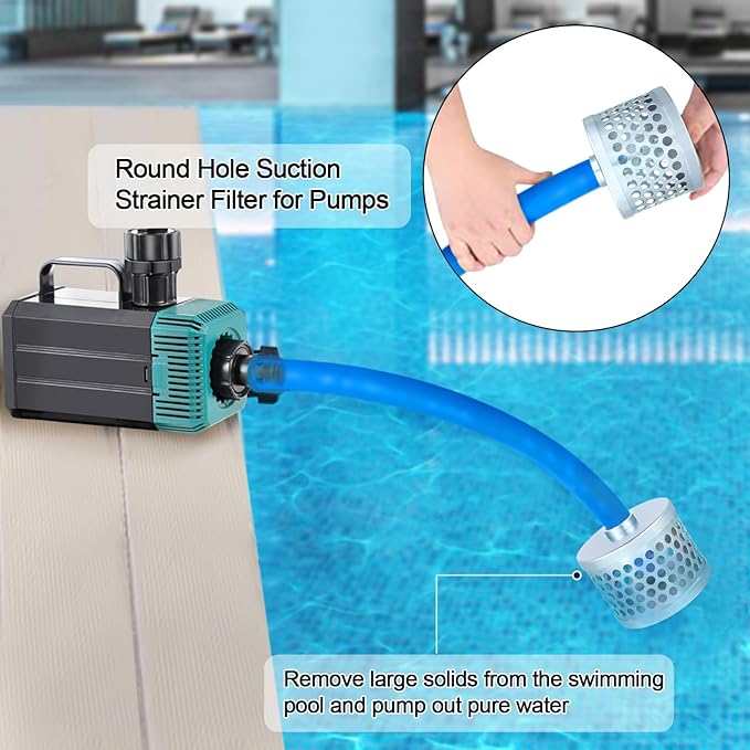 Round Hole Suction Strainer Filter for Pumps, Carbon Plated Steel Basket Water Suction Filter, with NPT Female Thread, Reduces Solids Entering Pump (1 inch)
