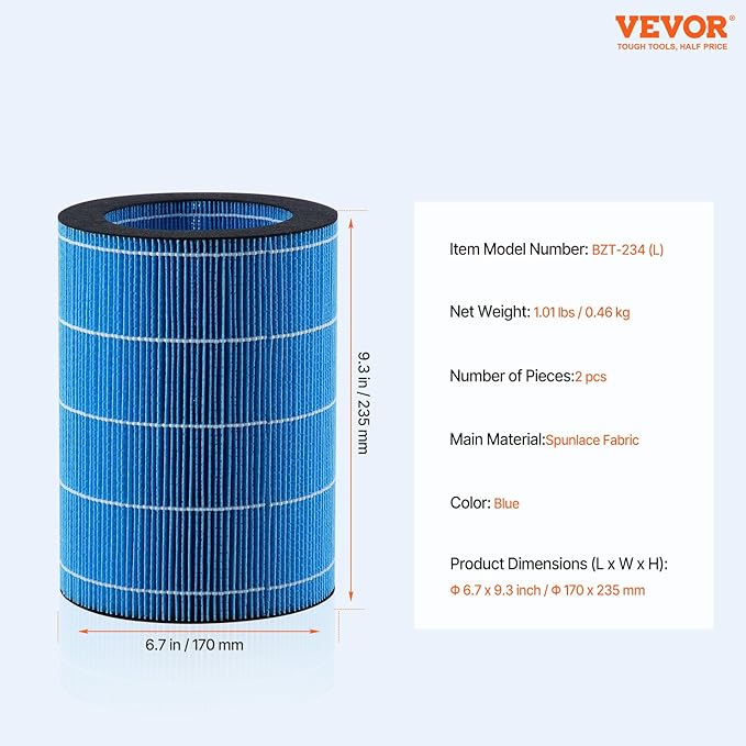 VEVOR Evaporative Humidifier Replacement Filter, 2-Pack, Compatible 5L(1.32G) Model BZT-234 Evaporative Humidifier, Easy to Install for Prolong Filter Life - AquaVibe