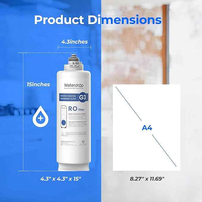 Waterdrop WD-G3-N2RO Replacement Filter, NSF/ANSI 372 Certified, Replacement for WD-G3-W 400 GPD Reverse Osmosis System, 2-year Lifetime