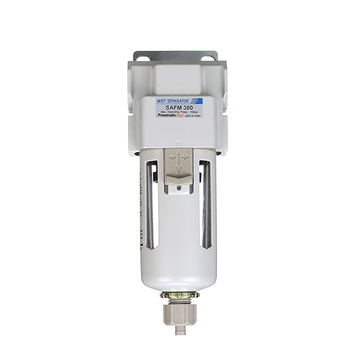 PneumaticPlus SAFM300-N03B Compressed Air Coalescing Filter, 0.1 Micron, 3/8" NPT - Poly Bowl, Manual Drain, Bracket - AquaVibe