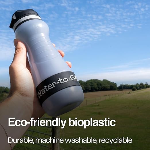 Small Filtered Water Bottle (18.5oz/55cl) Value Bundle with Three Filters, Nanofiltration Water Bottle with Filter for Travel, BPA-Free Bioplastic. Green