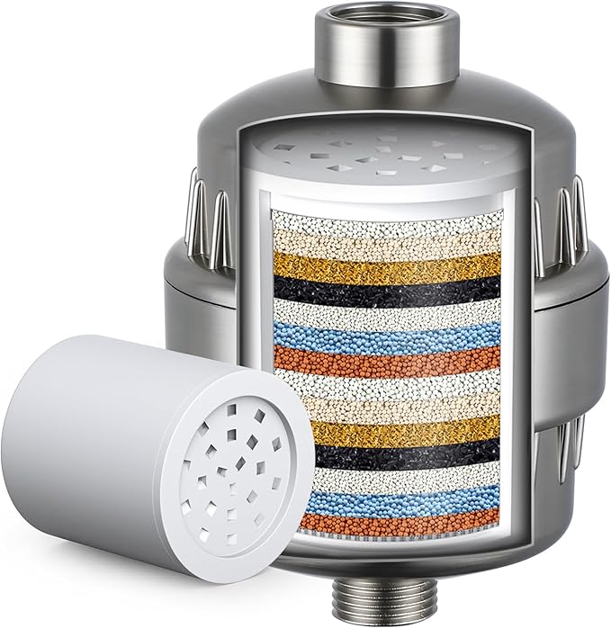 G-Promise All Metal 12 Inch Dual Shower Head with Handheld Combo, Rain Shower Head, with 16 Stage Shower Filter For Hard Water, Reduces Chlorine and Fluoride, Improves Dry Skin (Brushed Nickel)