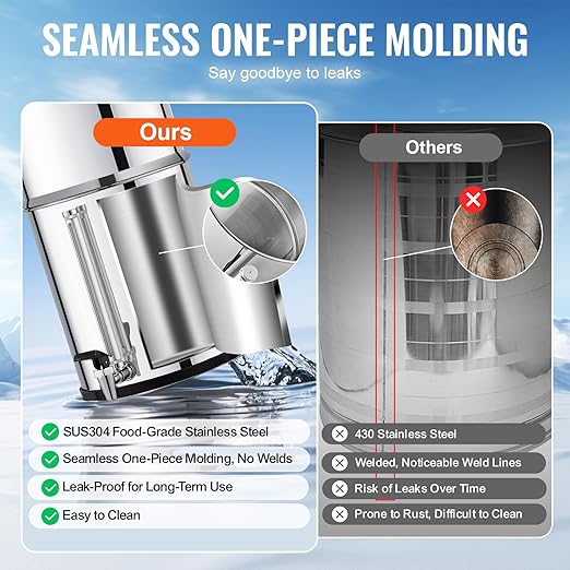 Happybuy Gravity-fed Water Filter System, 2.25G 304 Stainless-Steel Countertop Water Filtration System. Reduces Lead and up to 99% of Chlorine