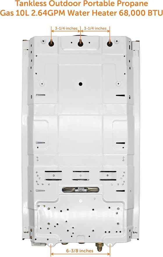 Flame King Portable Tankless Water Heater Propane Gas 10L 2.64 GPM at 68,000 BTU, Outdoor Instant Hot Water Shower for RV, Camping, Farm, Cabins
