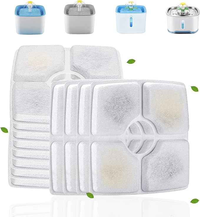 Cat Water Fountain Filters, Cirfifth Cat Fountain Filter Replacement, for Square Cat Water Fountain Inside (12 Pack) - AquaVibe