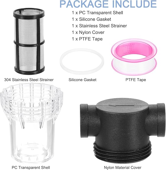 uxcell Pressure Washer Filter 3/4" NPT Female Thread, Inline Mesh Strainer Attachment, Stainless Steel Screen with Sealant Tape for Outdoor Gardening Inlet Water (Size:100 Mesh) - AquaVibe