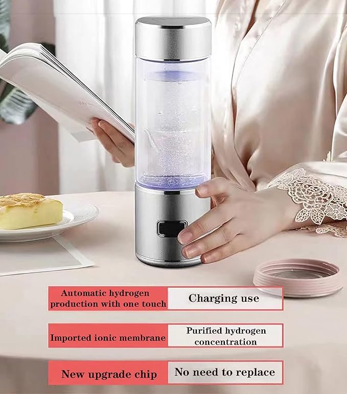 2 in 1 Portable Hydrogen Water Ionizer Machine, High Concentration, H2 and o2 Separation Electrolysis Technology, 300ml Capacity, Hydrogen Water Generator
