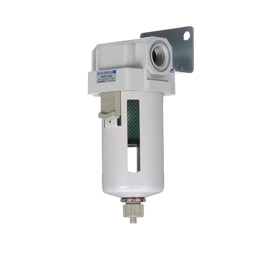 PneumaticPlus SAFM400-N04B Compressed Air Coalescing Filter, 0.1 Micron, 1/2" NPT - Poly Bowl, Manual Drain, Bracket - AquaVibe