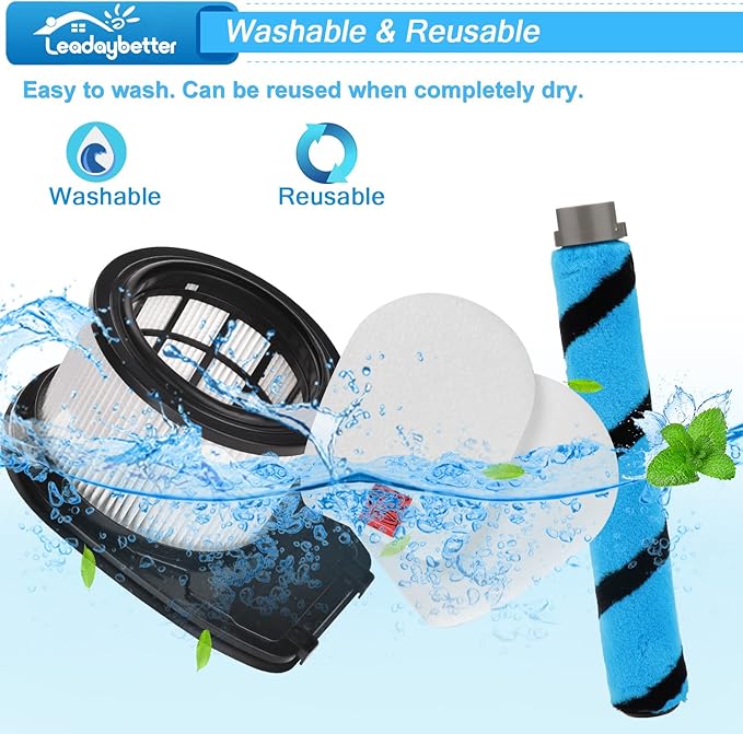Leadaybetter Filter Replacement for Shark IZ662H Vertex Pro Lightweight Cordless Stick Vacuum with DuoClean PowerFins, 2 HEPA Filters, 1 Soft Roller, Compare to Prat XHFIZ500 & XFFKIZ600 & 855FFJ362H - AquaVibe