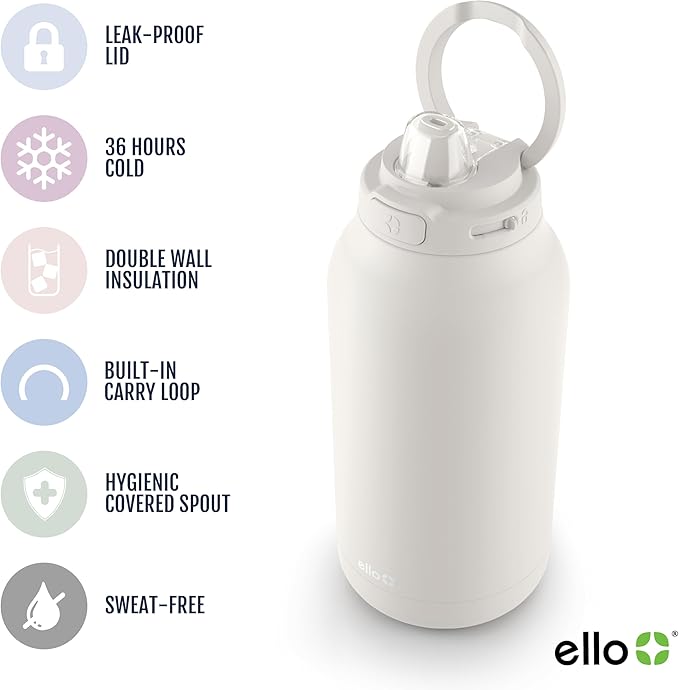 Ello Hydra 64oz Half Gallon Vacuum Insulated Stainless Steel Jug with Locking