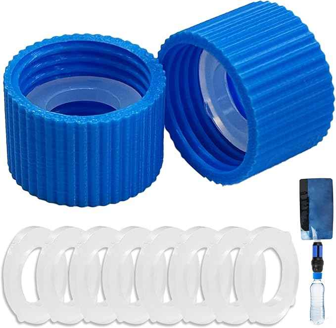 2 Pcs Water Filter Coupling Kit, Filter Cleaning Gasket With Seal, Compatible with 28mm External Threaded Water Filters and Plastic Bottles for Hiking Camping