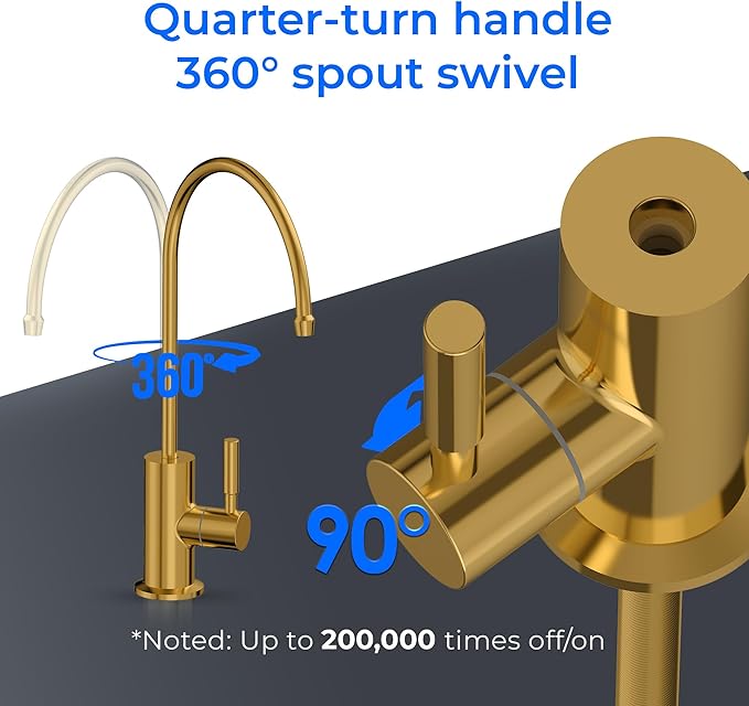 Waterdrop Reverse Osmosis Drinking Water Faucet Stainless Steel, Lead-Free，Gold