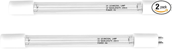 RONAQUA 6W UV 4 Prong Replacement Bulb for 1GPM Water Purifier Ultraviolet Light Filter Set of 2