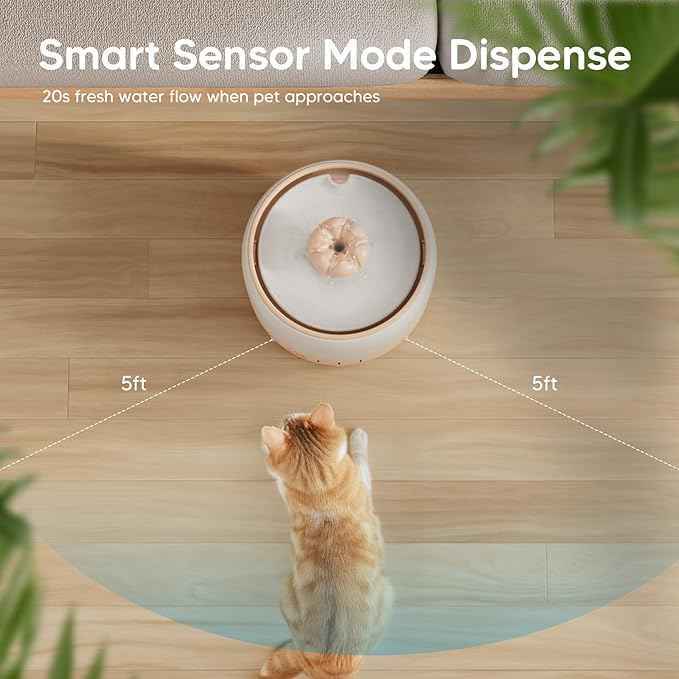 WOPET Wireless Cat Water Fountain, 3L/101oz Ceramic Automatic Pet Water Dispenser for Cats, Battery Operated Cordless Dog Water Fountain with Motion Sensor, Ultra Quiet Wireless Pump, Dishwasher Safe