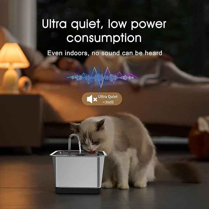 Battery Operated Cat Water Fountain, 3.5L/118oz Stainless Steel Dog Water Fountain with Motion Sensor, Automatic Wireless Water Dispenser Indoor for Pets with Water Level Window, Multi-Filtration