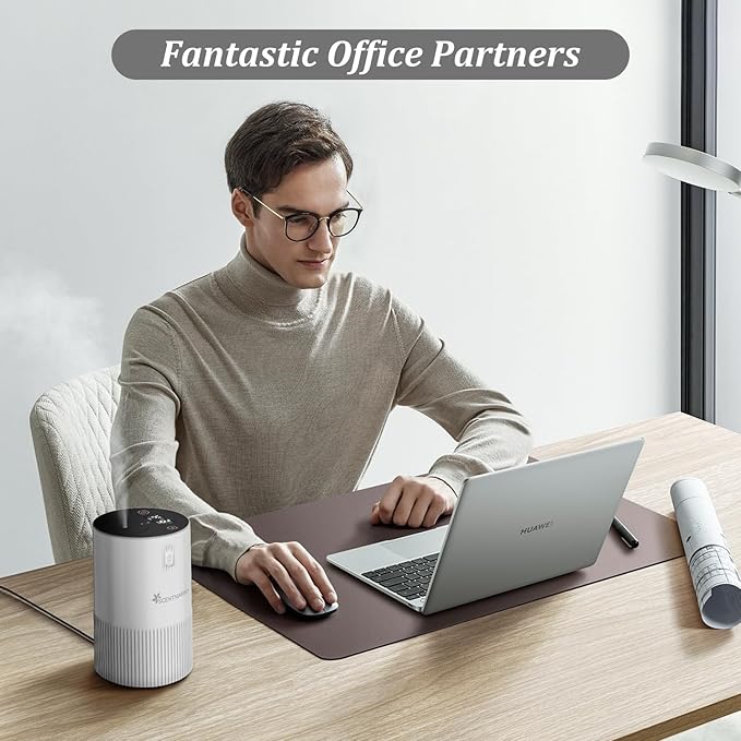 Waterless Diffuser for Essential Oil - Aromatherapy Diffuser for Home with Battery Indicator, Portable Scent Air Machine 1/2/3&Continuous Mist,Timer Function,500Sq.Ft Scent Coverage (Cream White)