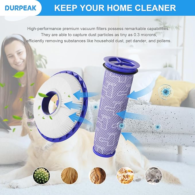 Replacement Filters for Dyson DC41, DC65, DC66, UP13, UP20, UP30, 2 Post-Motor Filters and 2 Pre-Motor Filters for Dyson Ball Animal 2, Ball Animal 3 Vacuum, Replaces Parts# 920769-01 & 920640-01 - AquaVibe