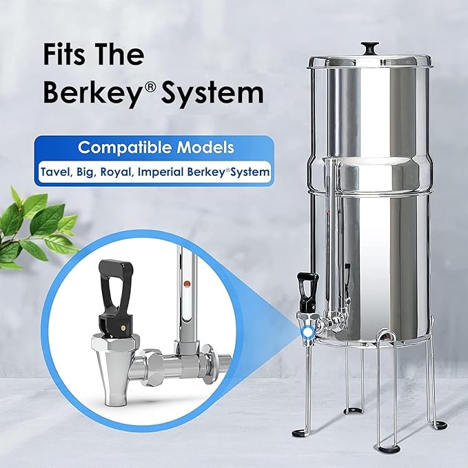 Waterdrop Gravity-fed Water Filter System, Reduces Lead and up to 99% of Chlorine, NSF/ANSI 42&372 Standard, with 2 Black Carbon Filters, Stainless Steel Stand and Sight Glass Spigot