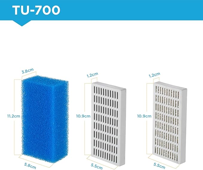 Replacement Cartridge for Aquarium UV Filter TU-700 with Aquarium Filter Foam, Active Carbon and Ceramic Ring(TU700-S) - AquaVibe